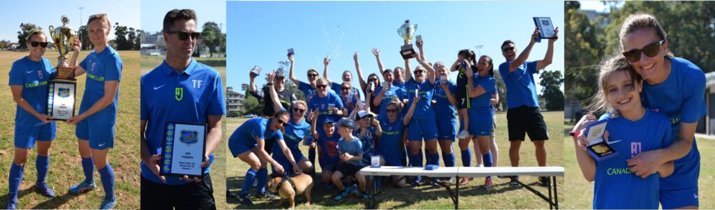 The Abbotsford Juniors Football Club Over 30 Women's team celebrates 3 consecutive Championships