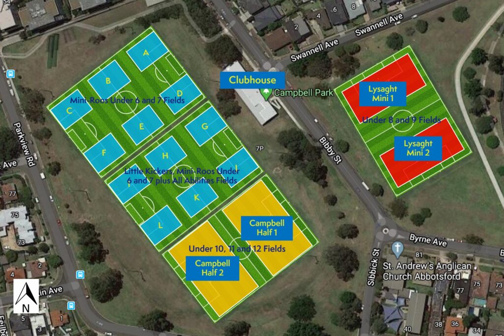 AJFC Small Sided Game Day Field Map